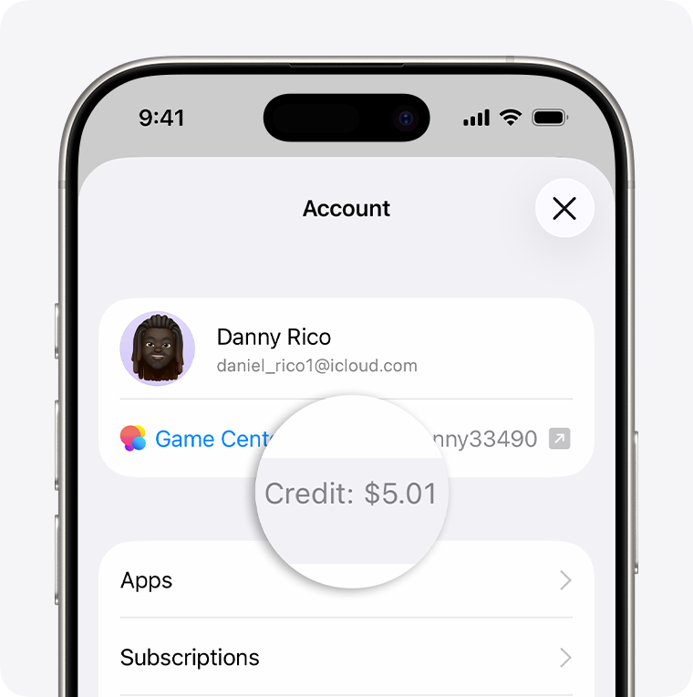 Apple App Store account balance example